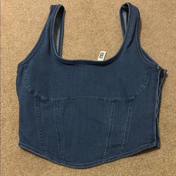 PINK Victoria's Secret Denim Blue Crop Top - Picture 1 of 3